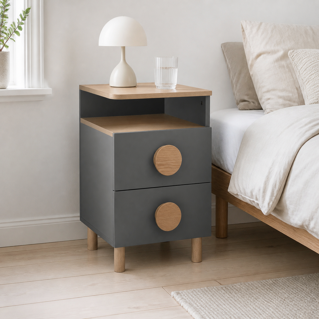 DABI sengebord 41x50cm højrestillet Concrete Grey – anden naturlig anvendelse eller vinkel