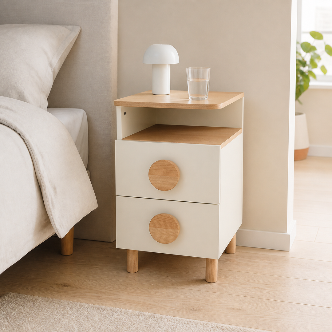 DABI sengebord 41x50cm venstre Chalk White – anden naturlig anvendelse eller vinkel