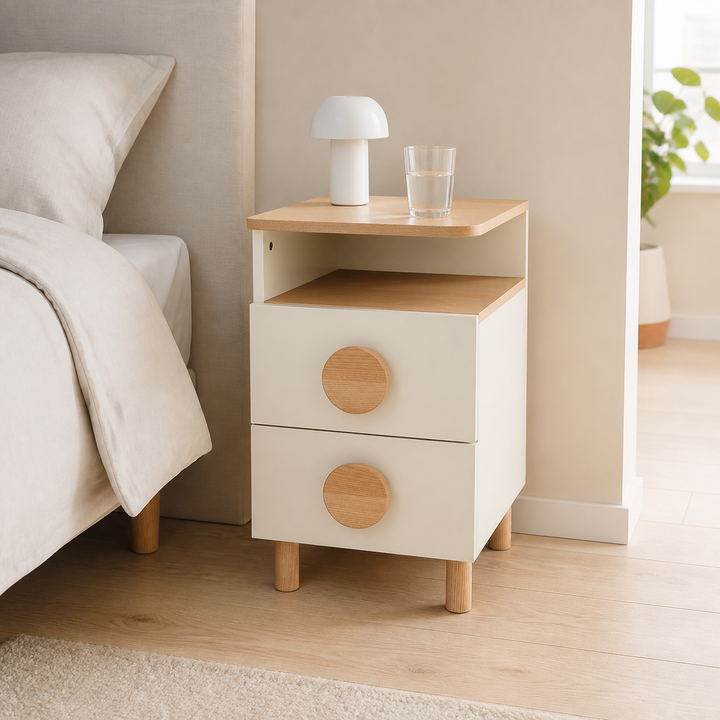DABI sengebord 41x50cm venstre Chalk White – anden naturlig anvendelse eller vinkel