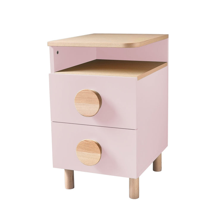 DABI sengebord 41x50cm venstrestillet Powder Pink – eksakt packshot på hvid baggrund