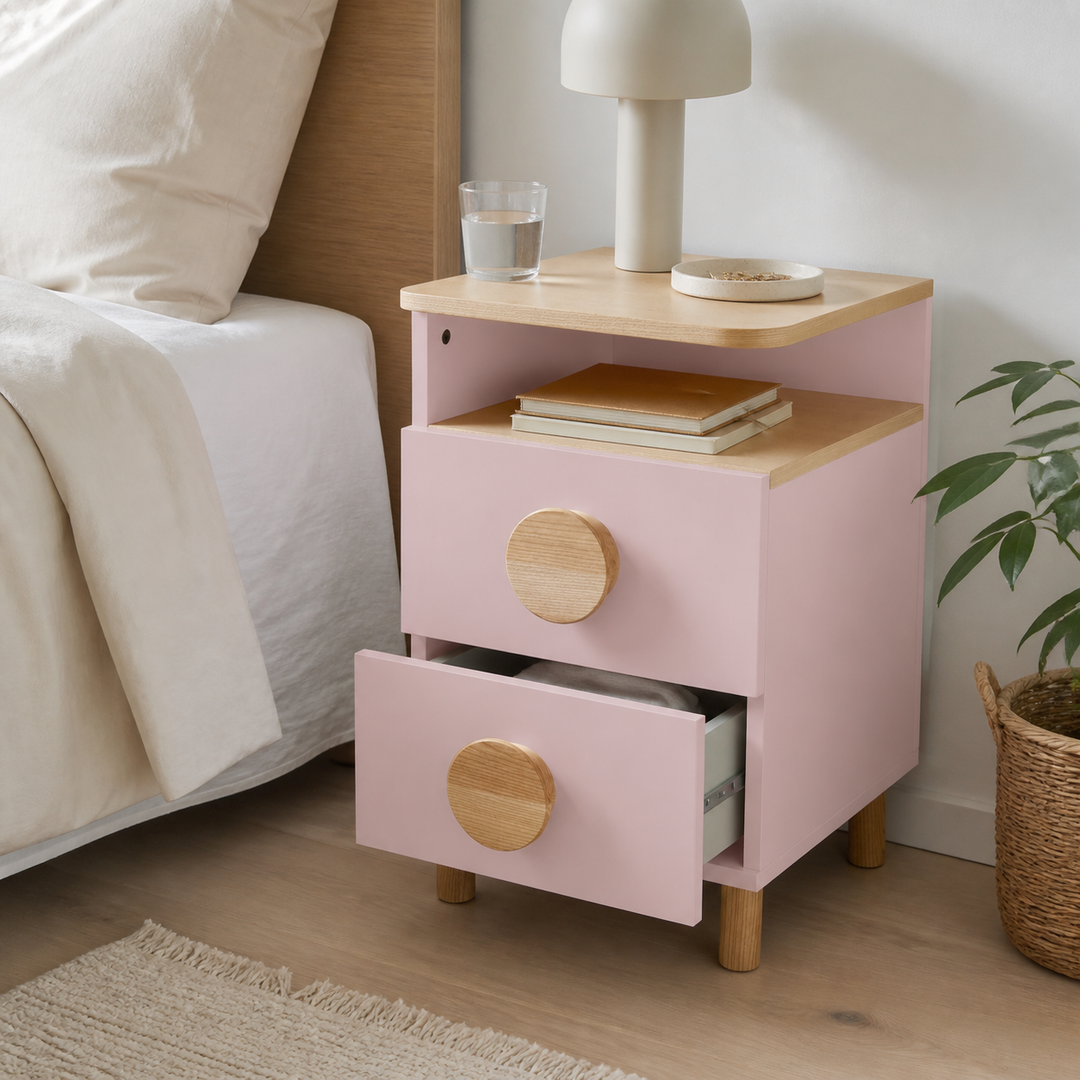 DABI sengebord 41x50cm venstrestillet Powder Pink – vigtigste funktion