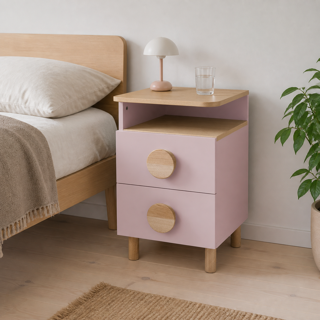 DABI sengebord 41x50cm venstrestillet Powder Pink – anden naturlig anvendelse eller vinkel