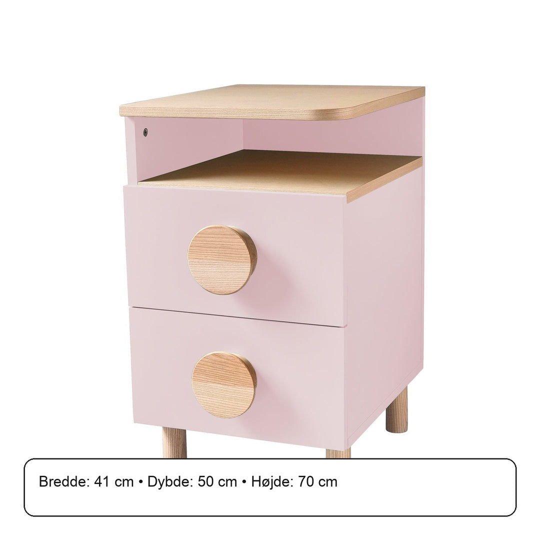 DABI sengebord 41x50cm venstrestillet Powder Pink – måldiagram eller verificeret produktkort