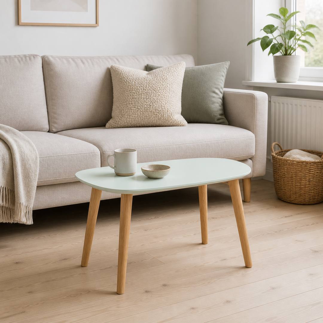 Endocarp Sofabord 68x41x40cm - Fleeting Mint/asketræ – hele produktet samlet og ryddeligt