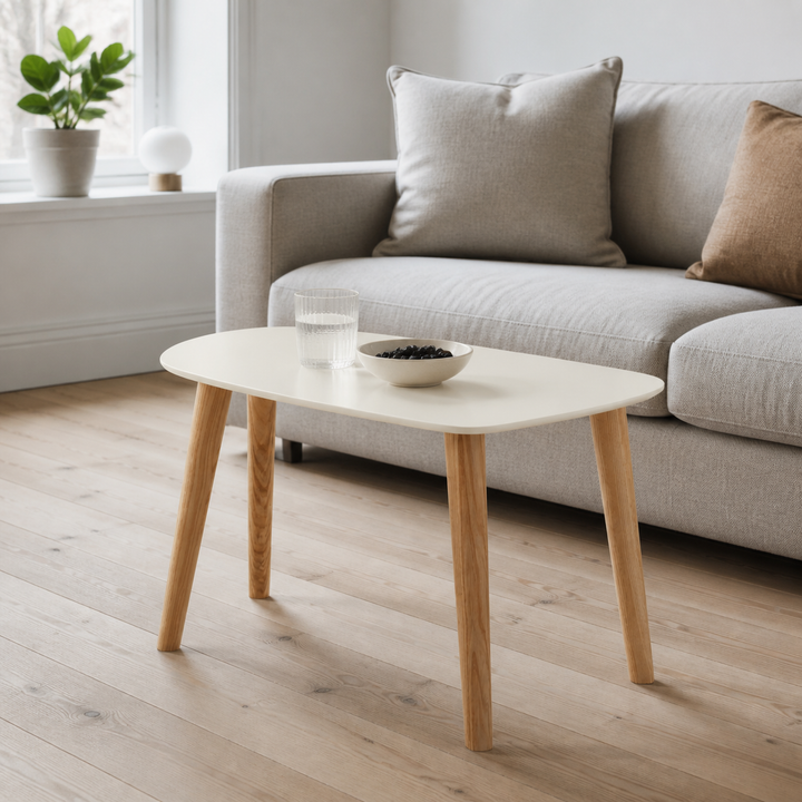 Endocarp Sofabord 68x41x40cm - Kridthvid/Asketræ – hero i naturlig brug