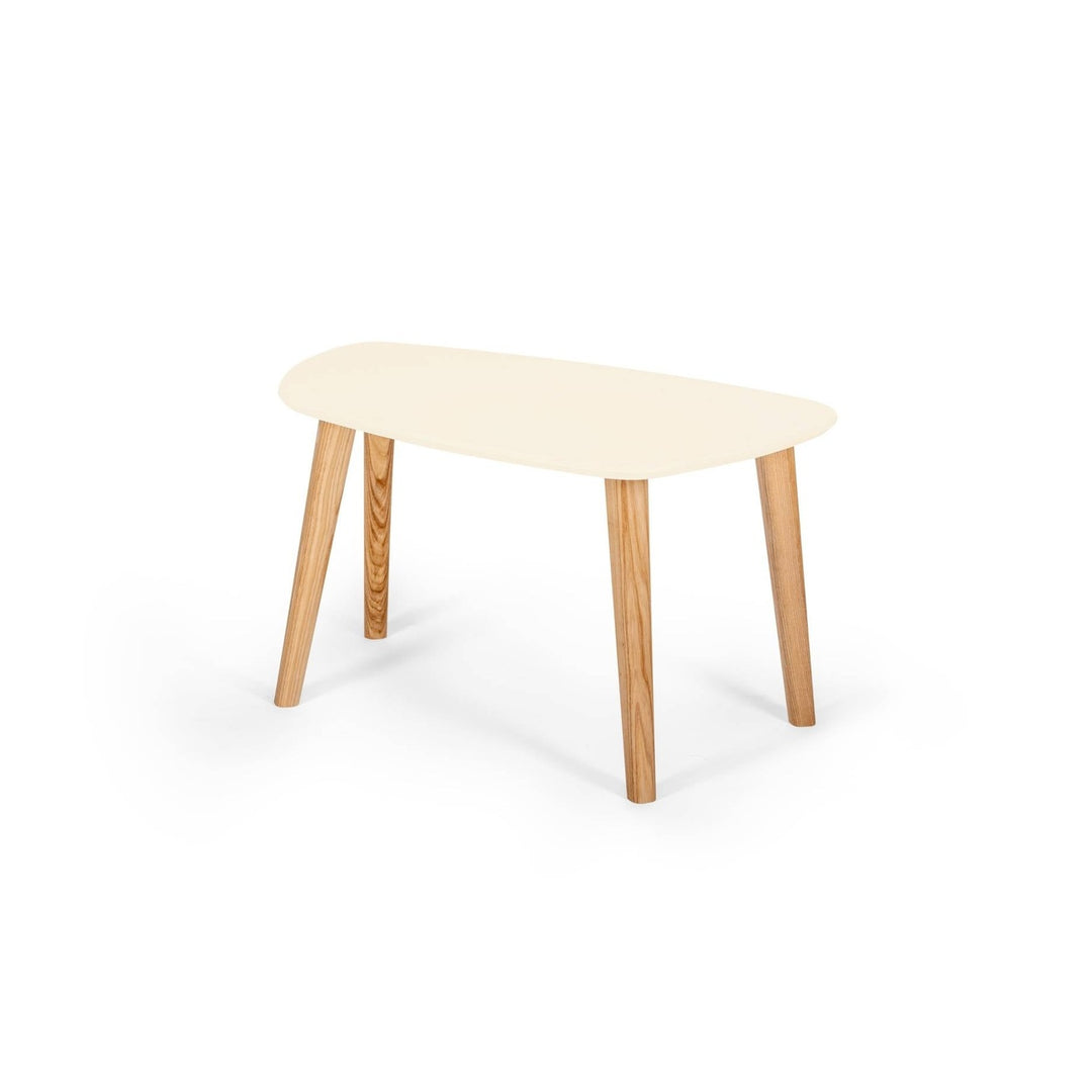 Endocarp Sofabord 68x41x40cm - Kridthvid/Asketræ – eksakt packshot på hvid baggrund