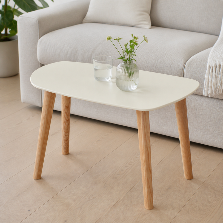 Endocarp Sofabord 68x41x40cm - Kridthvid/Asketræ – materiale- eller konstruktionsdetalje