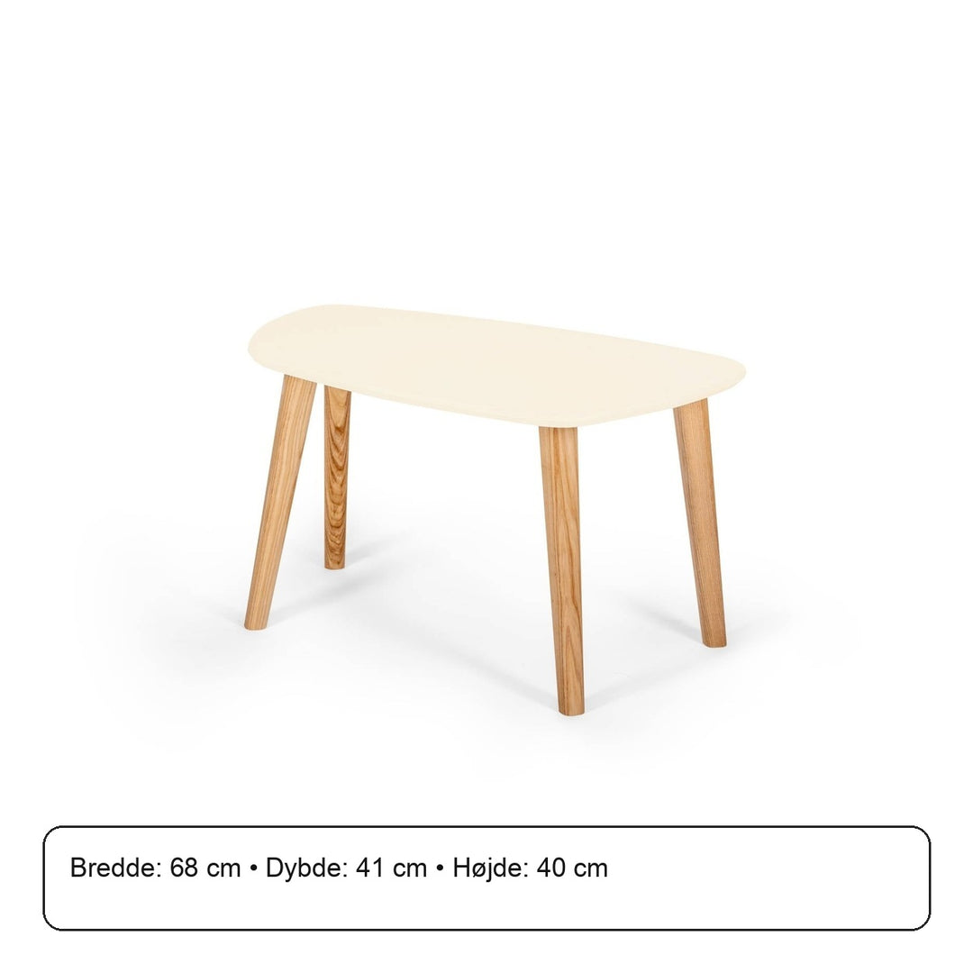 Endocarp Sofabord 68x41x40cm - Kridthvid/Asketræ – måldiagram eller verificeret produktkort
