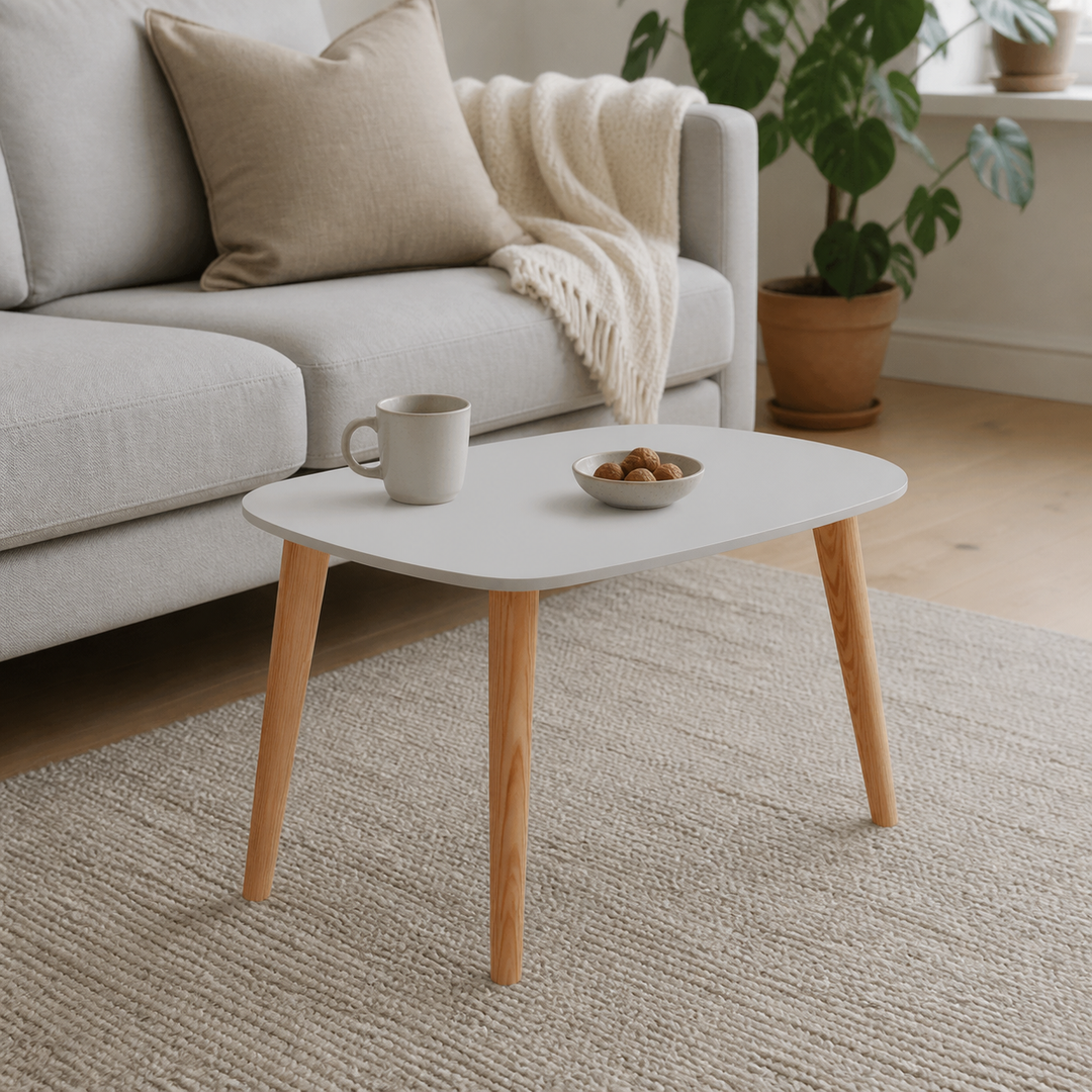 Endocarp Sofabord 68x41x40cm - Pearl Grey / Askwood – hele produktet samlet og ryddeligt