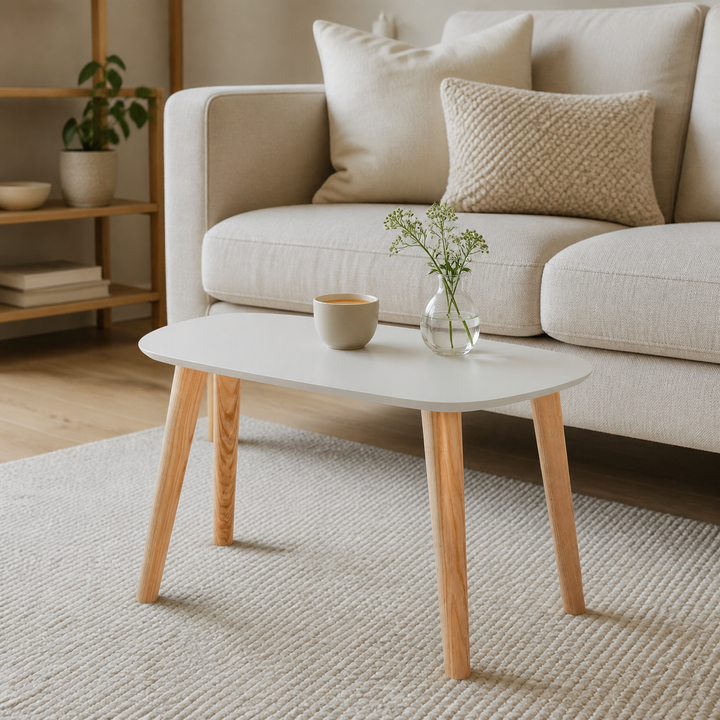 Endocarp Sofabord 68x41x40cm - Pearl Grey / Askwood – supplerende neutral dagslysscene