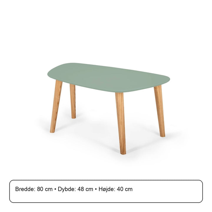 Endocarp Sofabord 80x48x40cm Salviegrøn / Asketræ – måldiagram eller verificeret produktkort