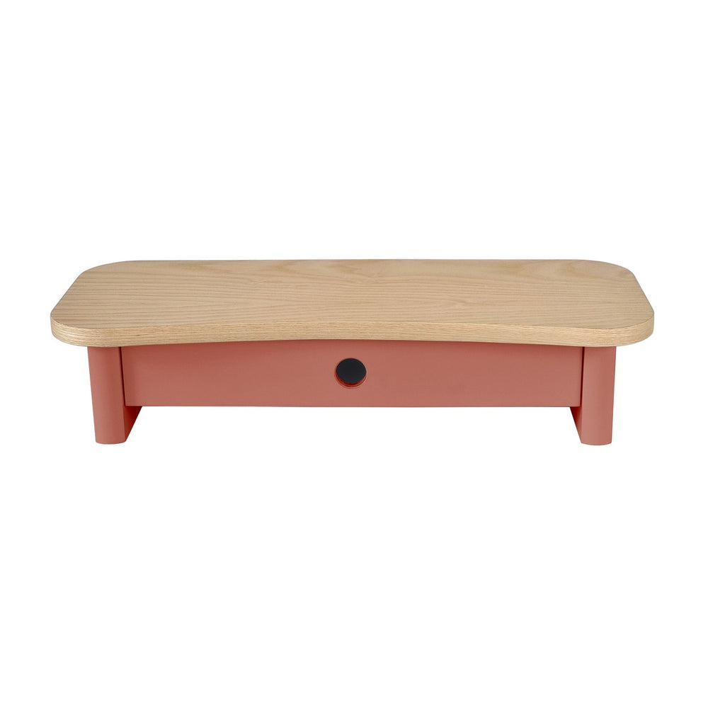 JUBI 60cm monitorskærmstativ med skuffe Ash Antique Pink – eksakt packshot på hvid baggrund