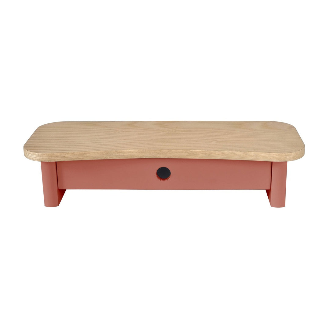 JUBI 60cm monitorskærmstativ med skuffe Ash Antique Pink – eksakt packshot på hvid baggrund