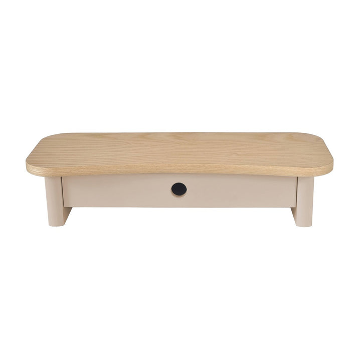 JUBI 60cm monitorskærmstativ med skuffe Ash Brown Beige – eksakt packshot på hvid baggrund