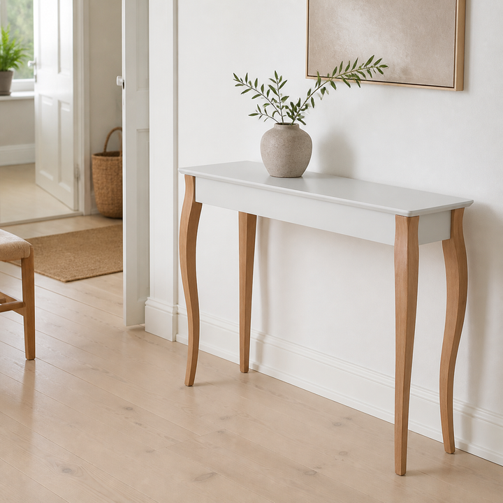 Konsol LILLO 105x35cm Hvide Ben / Lysegrå – anden naturlig anvendelse eller vinkel