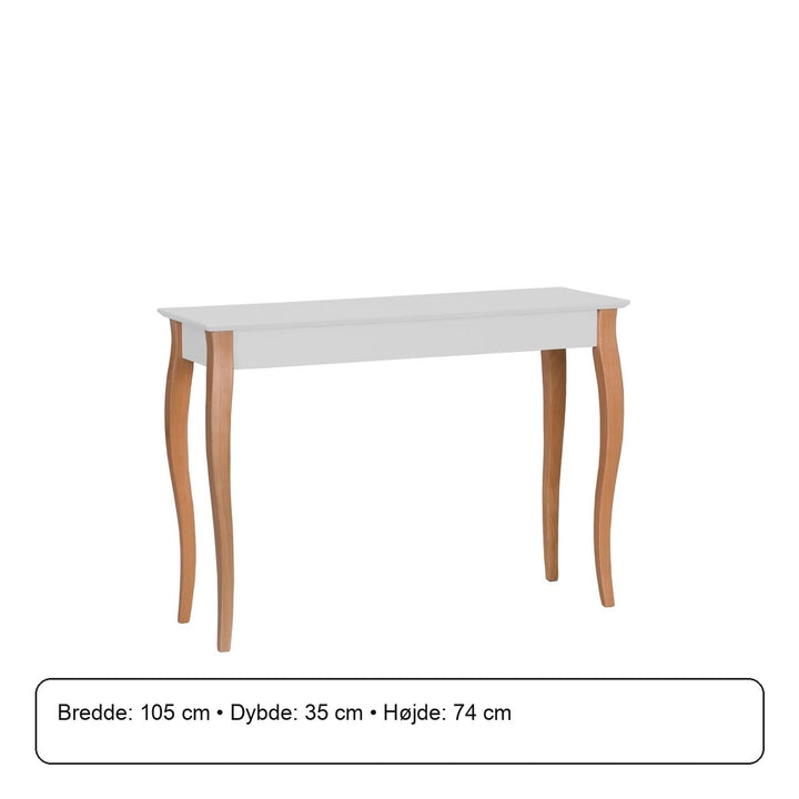 Konsol LILLO 105x35cm Hvide Ben / Lysegrå – måldiagram eller verificeret produktkort