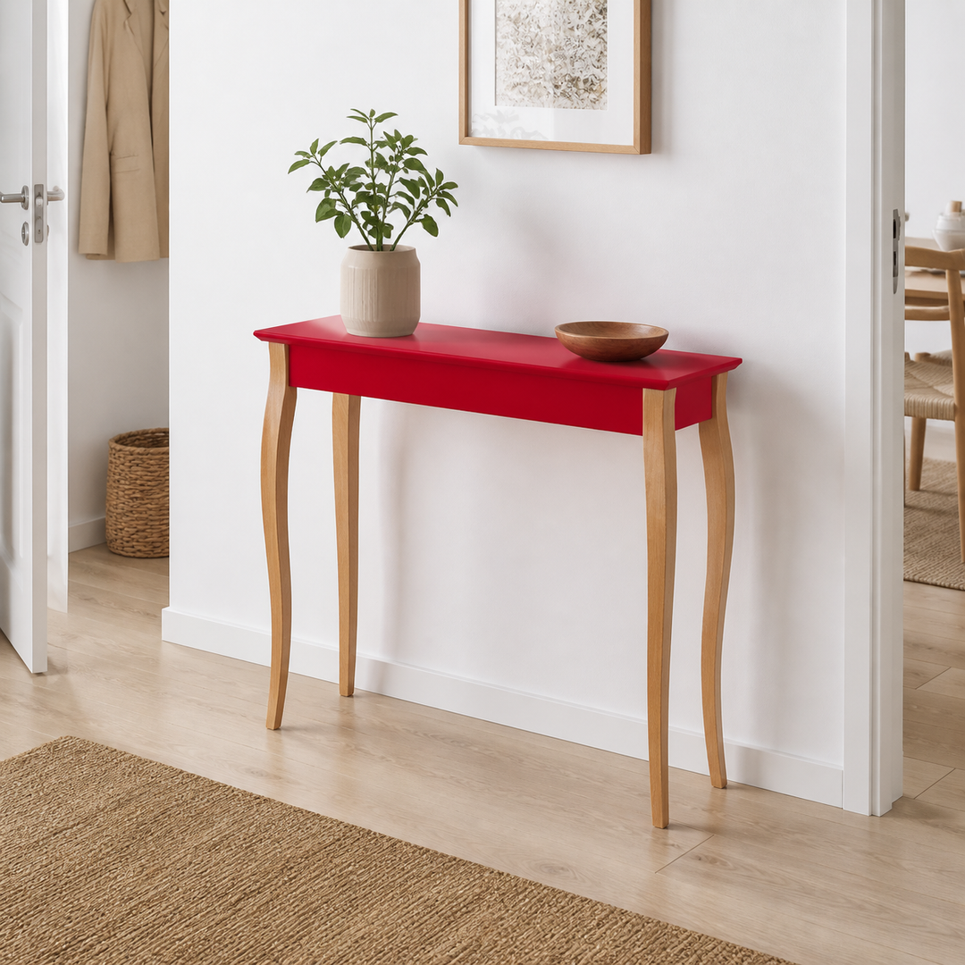 Konsol LILLO 105x35cm Hvide Ben / Rød – hero i naturlig brug