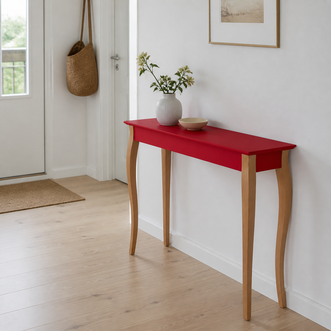 Konsol LILLO 105x35cm Hvide Ben / Rød – anden naturlig anvendelse eller vinkel