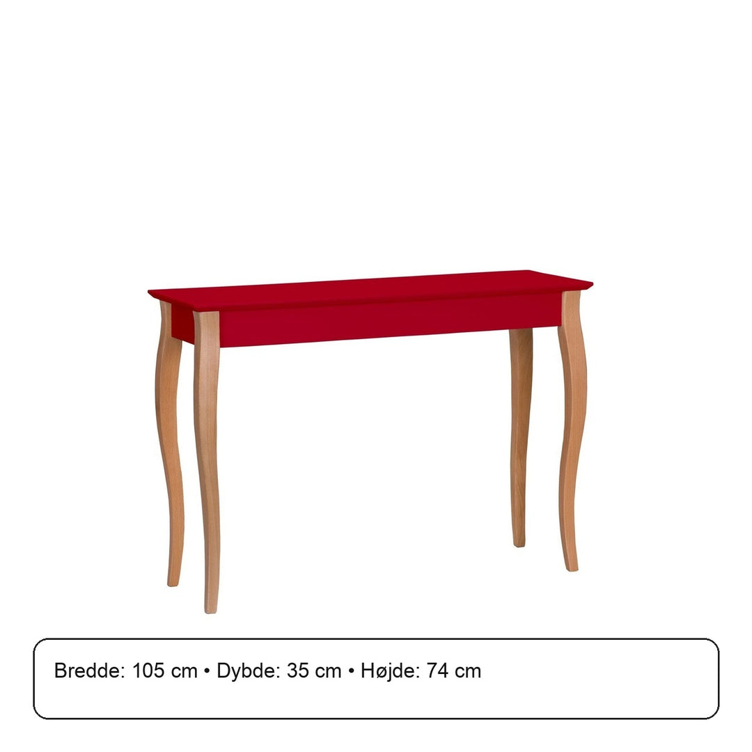 Konsol LILLO 105x35cm Hvide Ben / Rød – måldiagram eller verificeret produktkort