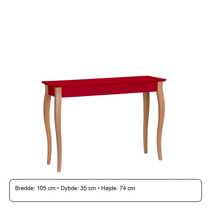 Konsol LILLO 105x35cm Hvide Ben / Rød – måldiagram eller verificeret produktkort