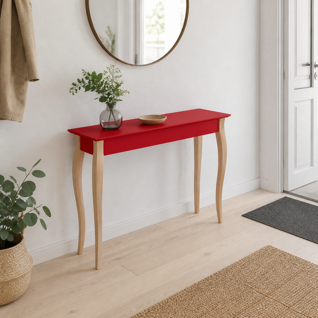 Konsol LILLO 105x35cm Hvide Ben / Rød – supplerende neutral dagslysscene