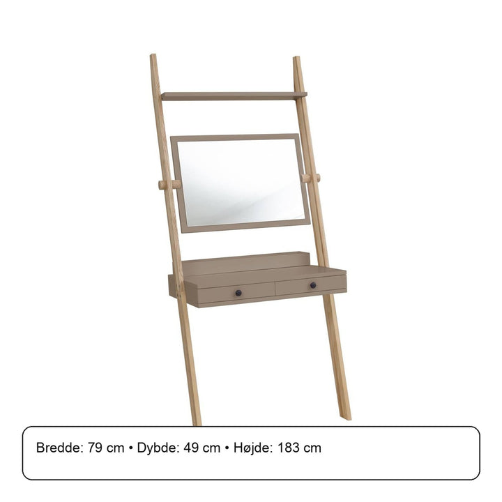 LENO sminkebord 79x183cm Asketræ Brun – måldiagram eller verificeret produktkort