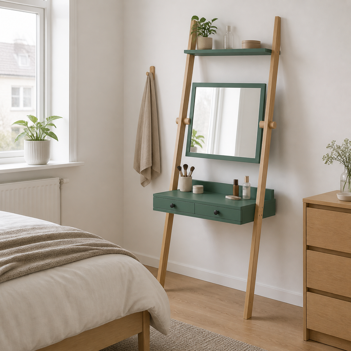 LENO Sminkebord 79x183cm Asketræ Sea Green – hero i naturlig brug