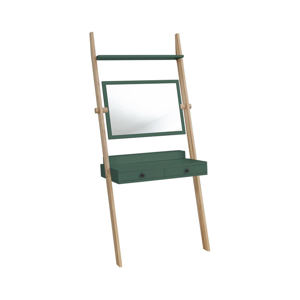 LENO Sminkebord 79x183cm Asketræ Sea Green – eksakt packshot på hvid baggrund