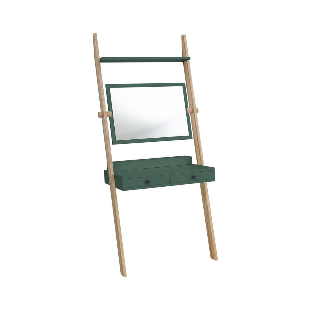 LENO Sminkebord 79x183cm Asketræ Sea Green – eksakt packshot på hvid baggrund