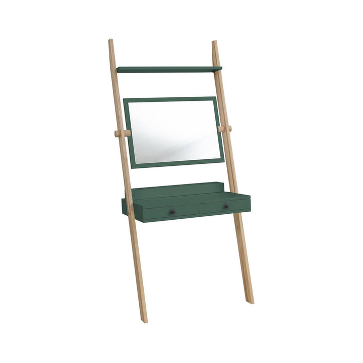 LENO Sminkebord 79x183cm Asketræ Sea Green – eksakt packshot på hvid baggrund