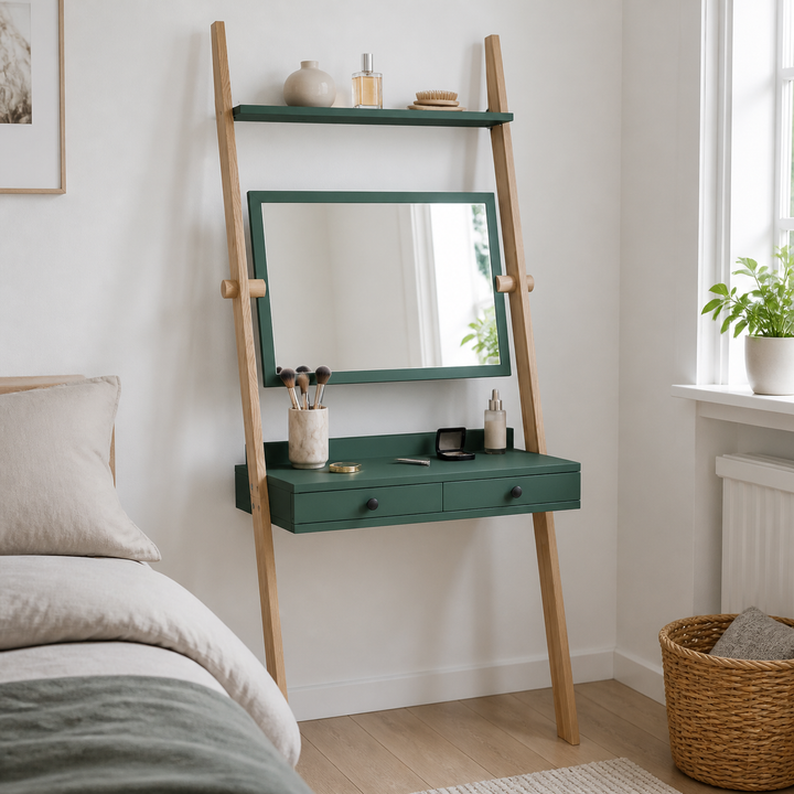 LENO Sminkebord 79x183cm Asketræ Sea Green – materiale- eller konstruktionsdetalje