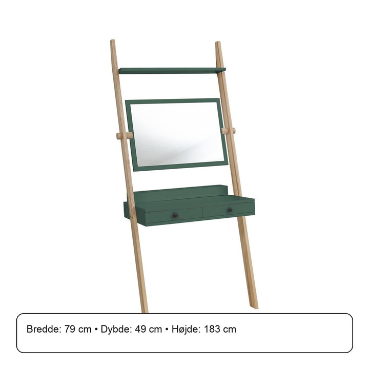 LENO Sminkebord 79x183cm Asketræ Sea Green – måldiagram eller verificeret produktkort