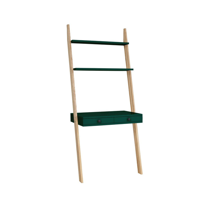 LENO Stigehylde Skrivebord 79x183cm - Asketræ / Grøn – eksakt packshot på hvid baggrund