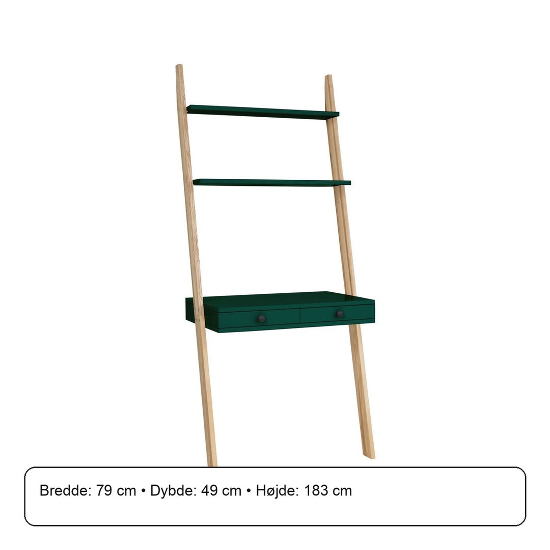 LENO Stigehylde Skrivebord 79x183cm - Asketræ / Grøn – måldiagram eller verificeret produktkort