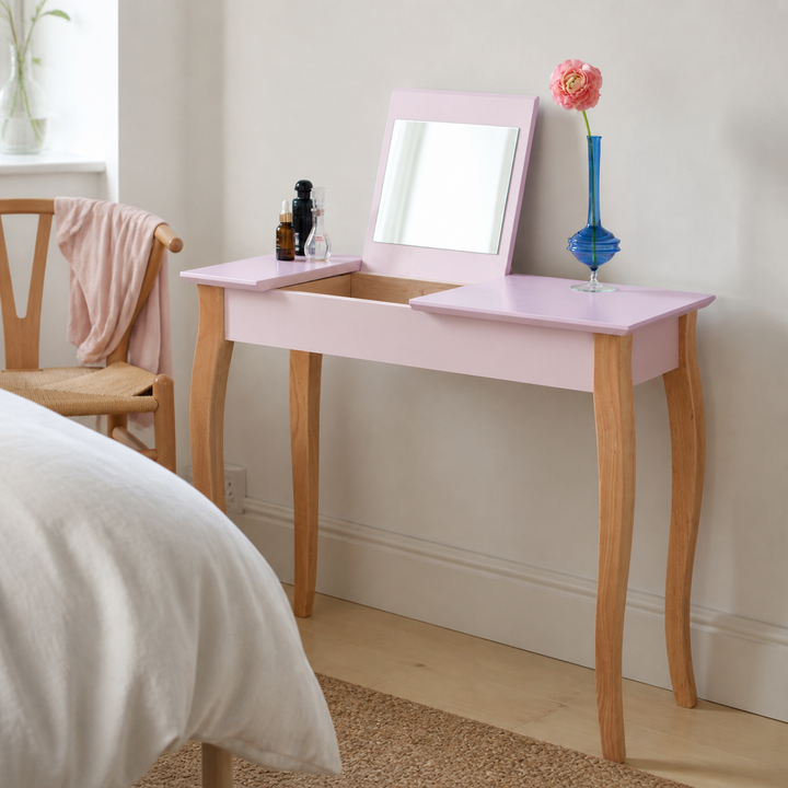 LILLO Sminkebord med spejl - 105x35cm Pink – materiale- eller konstruktionsdetalje