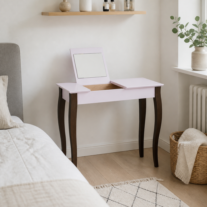 LILLO Sminkebord med spejl - 85x35cm Sorte Ben / Pink – hero i naturlig brug