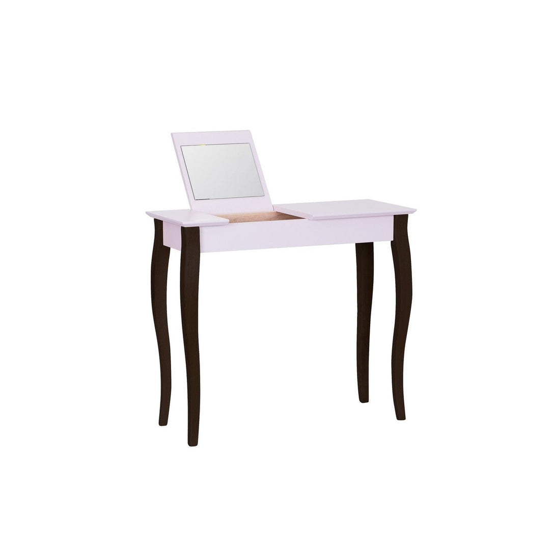 LILLO Sminkebord med spejl - 85x35cm Sorte Ben / Pink – eksakt packshot på hvid baggrund
