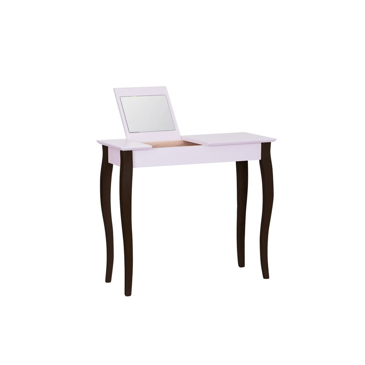 LILLO Sminkebord med spejl - 85x35cm Sorte Ben / Pink – eksakt packshot på hvid baggrund