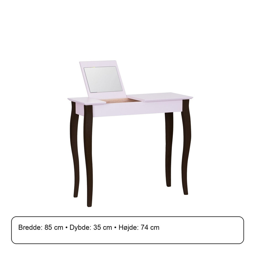 LILLO Sminkebord med spejl - 85x35cm Sorte Ben / Pink – måldiagram eller verificeret produktkort