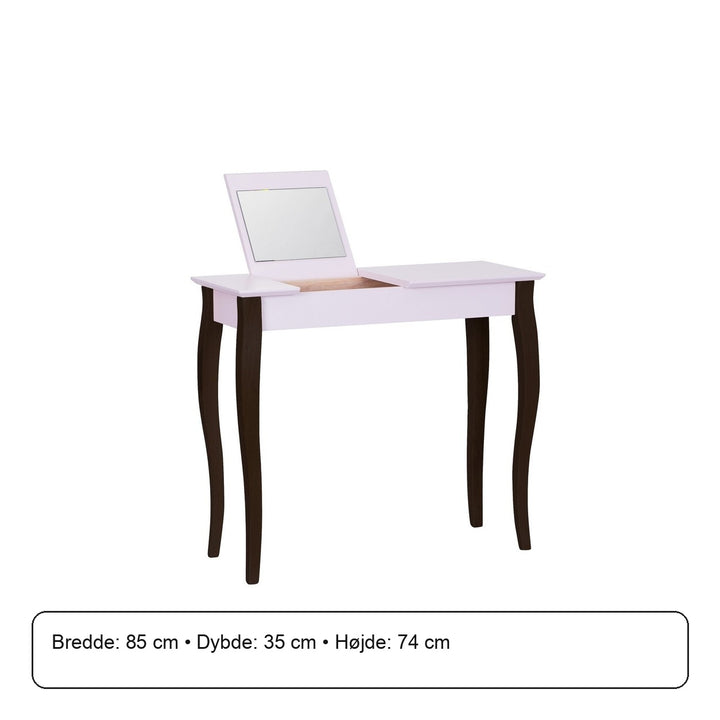 LILLO Sminkebord med spejl - 85x35cm Sorte Ben / Pink – måldiagram eller verificeret produktkort