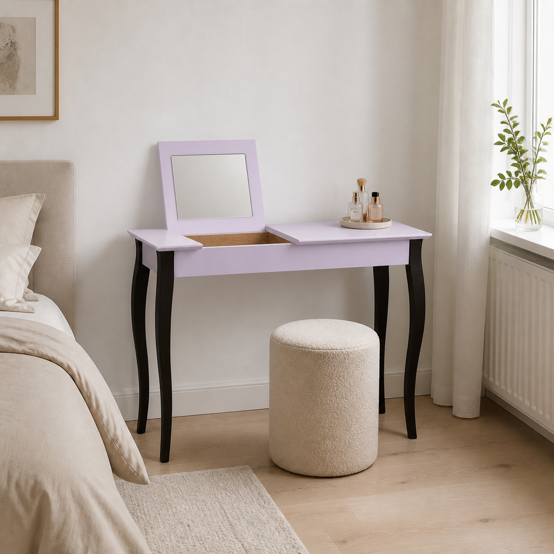 LILLO Sminkebord med spejl - Sorte Ben / Pink – hero i naturlig brug