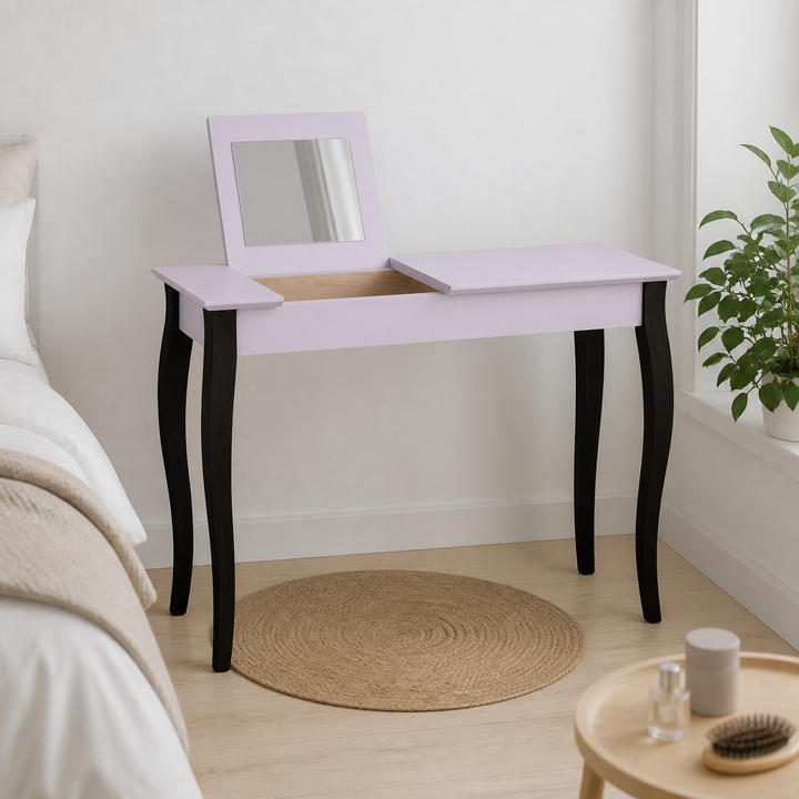 LILLO Sminkebord med spejl - Sorte Ben / Pink – vigtigste funktion