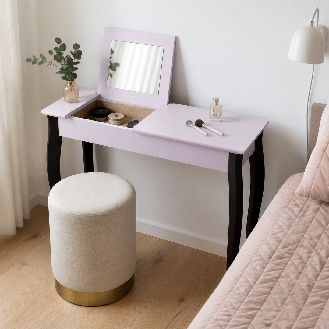 LILLO Sminkebord med spejl - Sorte Ben / Pink – materiale- eller konstruktionsdetalje