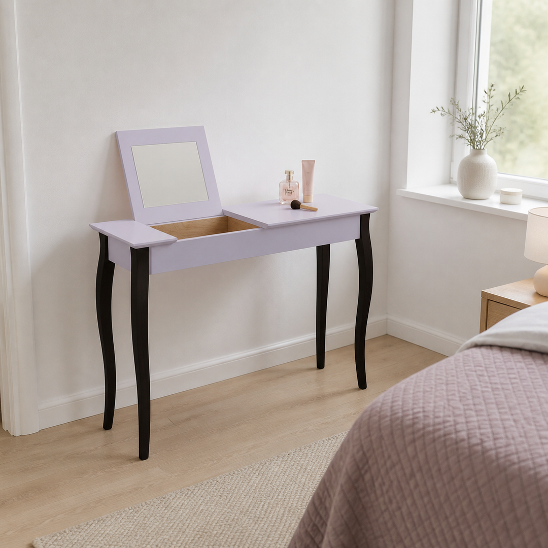 LILLO Sminkebord med spejl - Sorte Ben / Pink – anden naturlig anvendelse eller vinkel