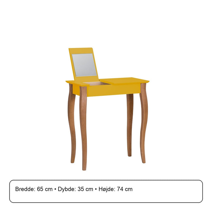 LILLO Sminkebord med spejl 65x35cm Gul – måldiagram eller verificeret produktkort