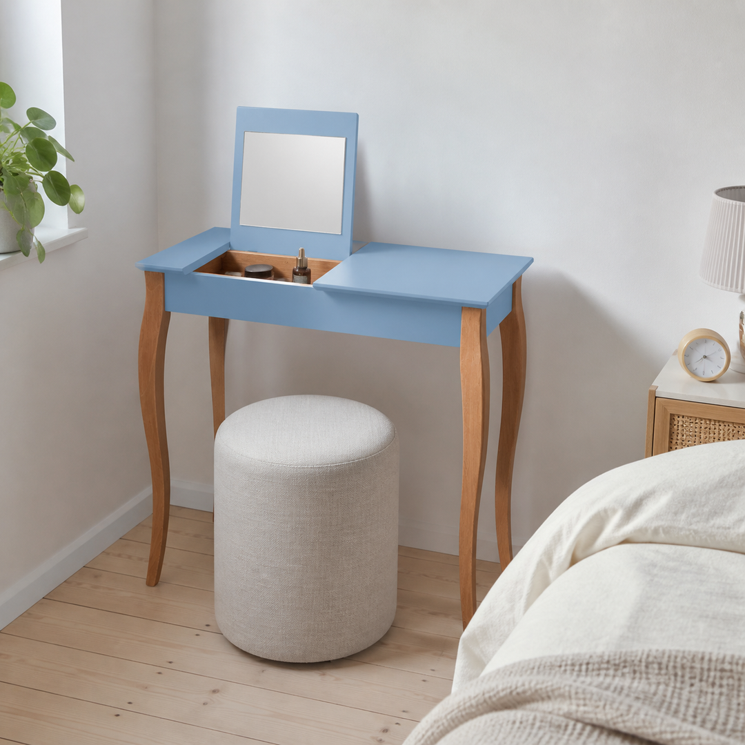 LILLO Sminkebord med spejl 85x35cm Gentle Blue – vigtigste funktion