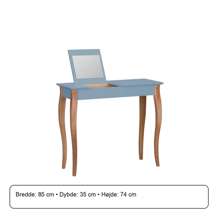LILLO Sminkebord med spejl 85x35cm Gentle Blue – måldiagram eller verificeret produktkort
