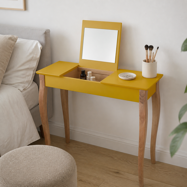 LILLO Sminkebord med spejl 85x35cm Gul – materiale- eller konstruktionsdetalje