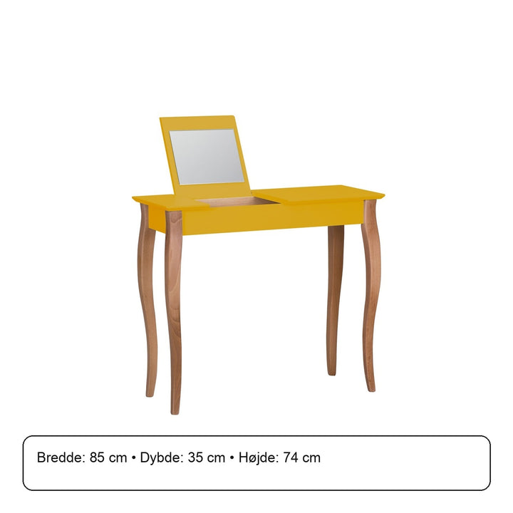 LILLO Sminkebord med spejl 85x35cm Gul – måldiagram eller verificeret produktkort