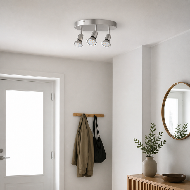 Loftslampe "Amaryllis" 3 flammer rundt – supplerende neutral dagslysscene